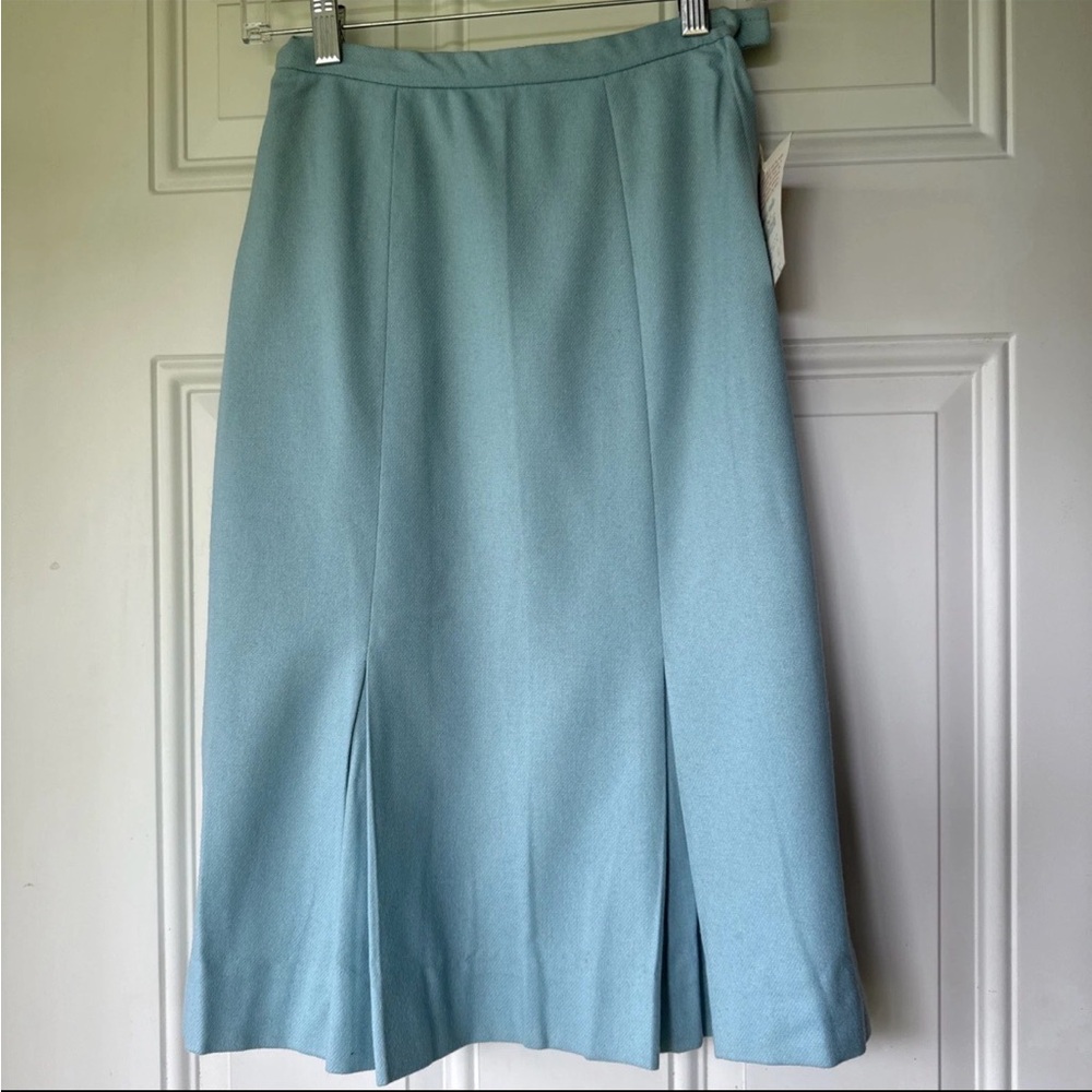 VTG Size 10 NWT Woman’s Jantzen 100% Wool Light Blue Pleated Skirt 24in Waist